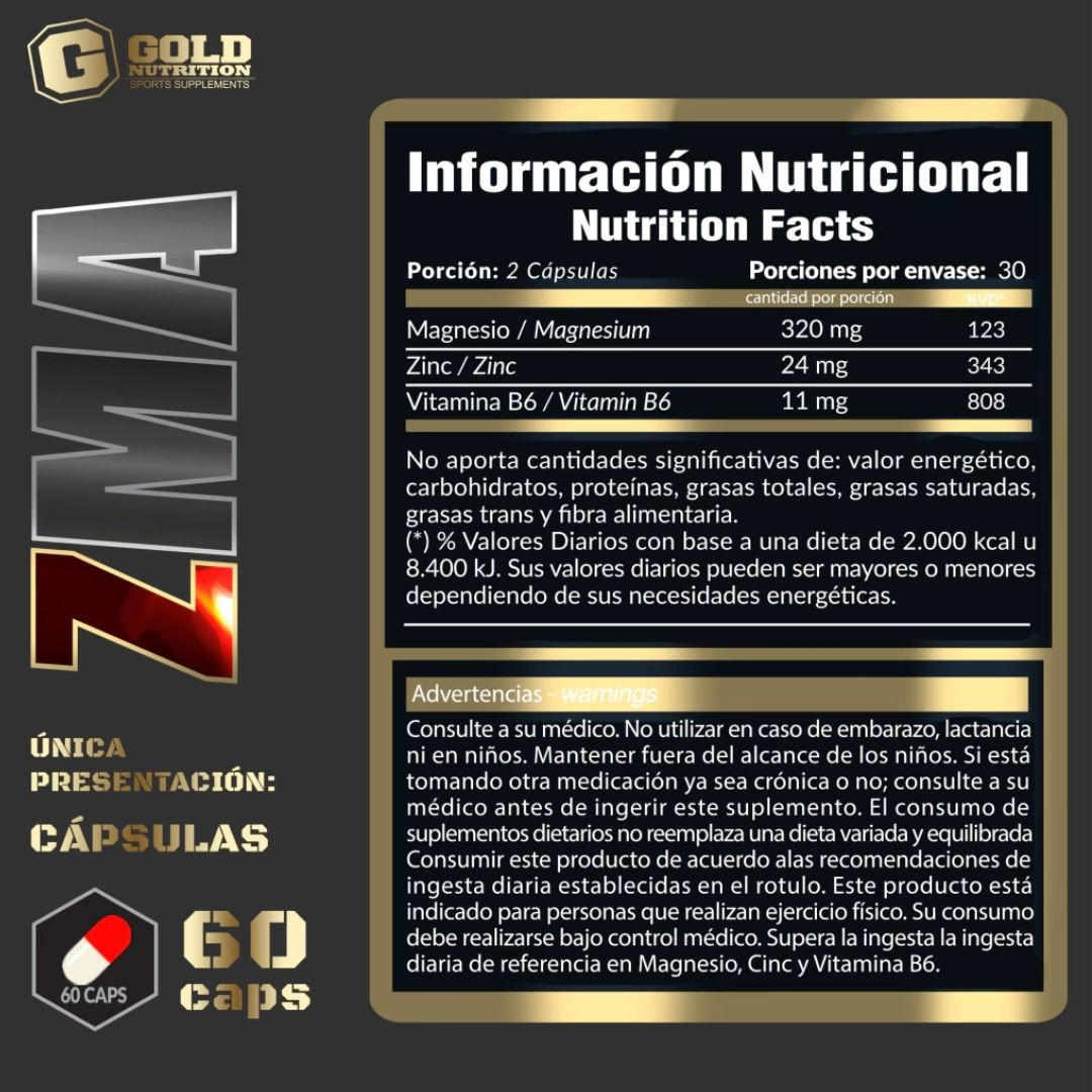 ZMA Pote 60 capsulas GOLD NUTRITION 2 ZMA Pote 60 capsulas GOLD NUTRITION - Image 2