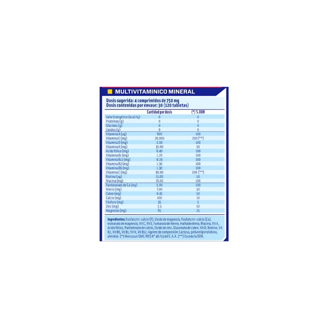 Multivitaminico y Mineral Pote 120 capsulas MERVICK 2 Multivitaminico y Mineral Pote 120 capsulas MERVICK - Image 2