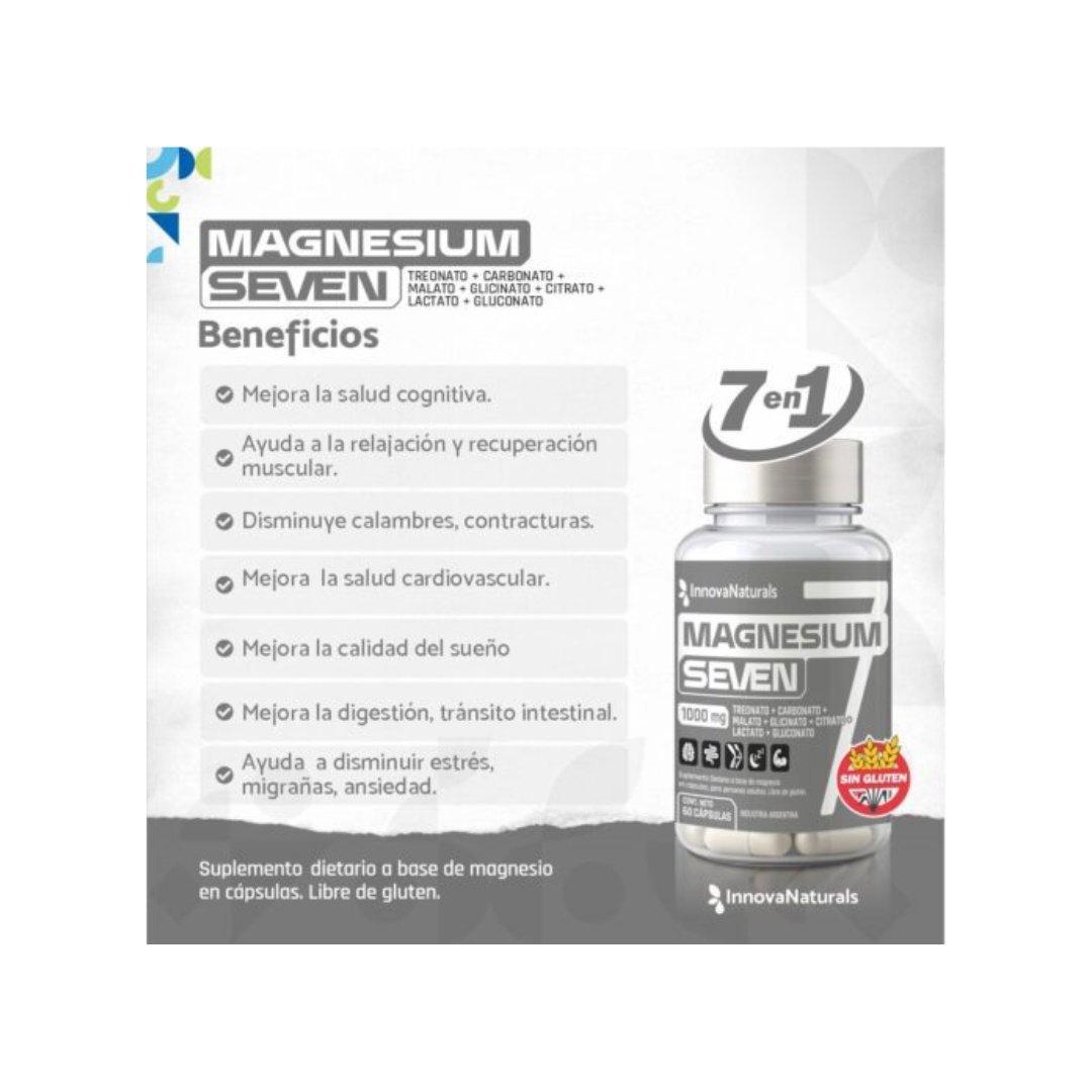 Magnesio Seven - 7 en 1 - pote 60 capsulas INNOVA NATURALS 2 Magnesio Seven - 7 en 1 - pote 60 capsulas INNOVA NATURALS - Image 2