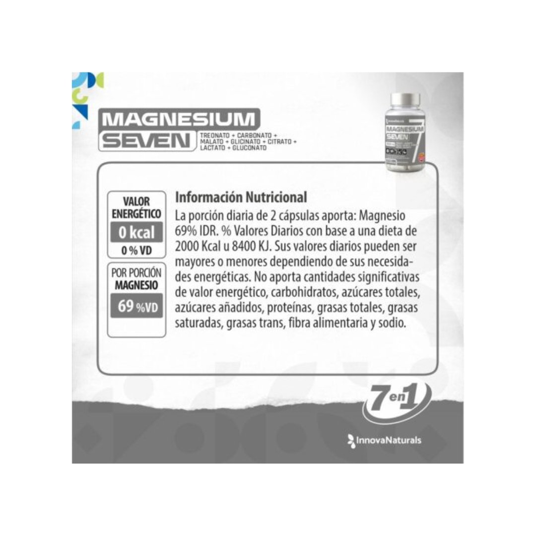 Magnesio Seven - 7 en 1 - pote 60 capsulas INNOVA NATURALS 3 Magnesio Seven - 7 en 1 - pote 60 capsulas INNOVA NATURALS - Image 3